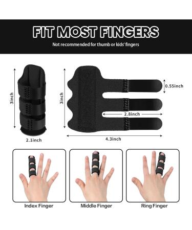 Trigger Finger Splint - Adjustable Finger Brace for Straightening & Supporting Index Middle Ring Finger - 4 Pack One Size - Black - Buy Online on GoSupps.com