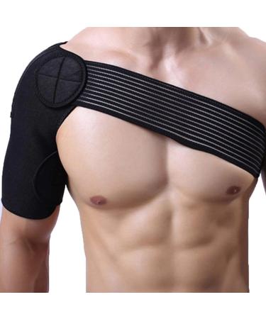 PLASTIFIC Neoprene Right/Left Shoulder Support Strap Arthritis Gym Sports Brace Pain Relief Injury Prevention Dislocation Rotator Cuff Support (Black One Size) Black One Size