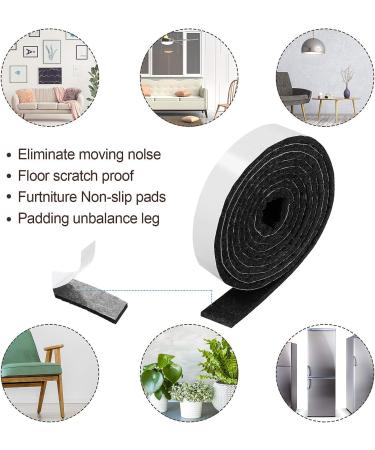 1/2 x 60 Inch Felt Strips with Adhesive Backing Felt Tapes Felt Strip Rolls Furniture Self-Stick Heavy Duty Polyester for Protecting Furniture and DIY Adhesive (Black  4 Rolls) 4 Black - Buy Online on GoSupps.com