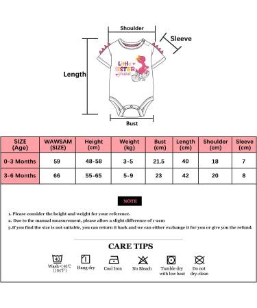 WAWSAM Little Sister Dinosaur Bodysuit - White Infant Romper for Newborn Baby Girls - Sibling Outfit - 3-6 Months - Buy Online on GoSupps.com
