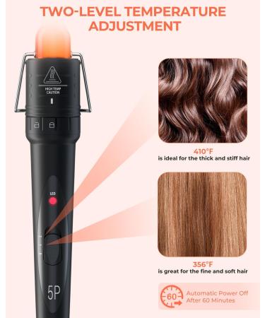 Curling Wand Ohuhu 5 in 1 Hair Curler Curling Tongs Iron Set with 5 Pcs 0.35 to 1.25 Inch Interchangeable Ceramic Barrel Heat Protective Glove 2 Clips Dual Voltage Gift for Girl Women Mother's Day Black - Buy Online on GoSupps.com