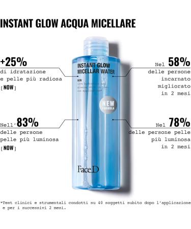 Face D | Instant Glow Micellar Water with Hyaluronic Acid for make-up removing and antioxidant action 400ml - Buy Online on GoSupps.com