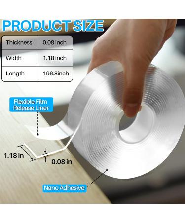 Antimbee 2 Pack Double Sided Mounting Tape Removable 1.18 x 197 Heavy Duty Wall Hanging Strips Strong Sticky Clear Adhesive Tape 2 2pack 1.18x197inch - Buy Online on GoSupps.com