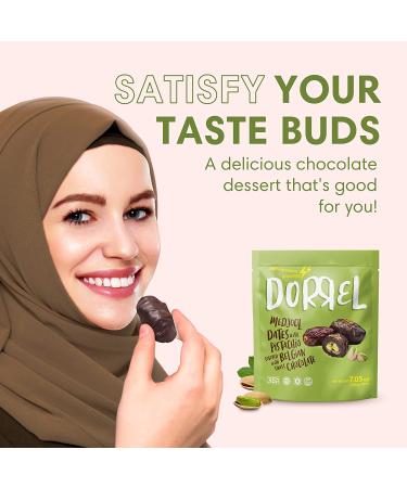 Dorrel Dark Chocolate Covered Medjool Dates with Pistachios | Nutritious High-Energy Snack | Non-GMO & Kosher | 1 Pack - Buy Online on GoSupps.com
