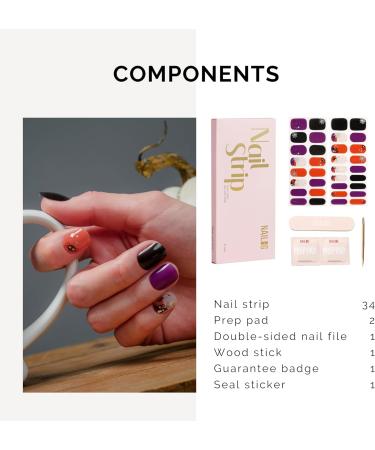 NAILOG Semi Cured Gel Nail Strips - Salon-Quality Long Lasting Nail Wraps - Dark Moon Night - 34 pcs - Buy Online on GoSupps.com