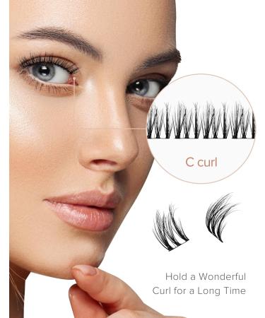 Onlyall Cluster Lashes DIY Eyelash Extensions - Natural Look 24 Lash Clusters Individual False Strip Lashes CSJ-140 (12MM) - Buy Online on GoSupps.com