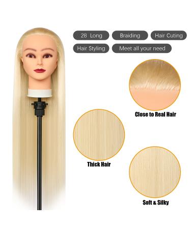 28-Inch Synthetic Hair Styling Training Head for Hairdressers - Free DIY Braided Set Included (Blond) - Buy Online on GoSupps.com