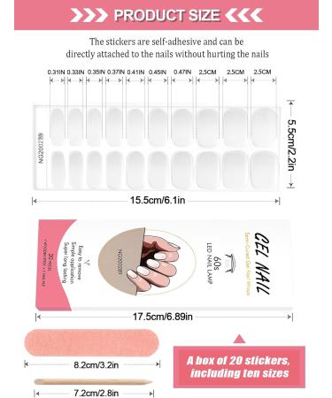 Kalolary 20PCS Nail Gel Polish Strips - White Transparent | Self-Adhesive Wrap Stickers for Cured Gel Nails | UV/LED Lamp Required - Buy Online on GoSupps.com