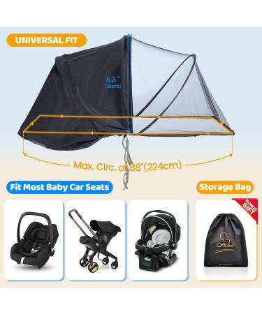Buy Orzbow 2-in-1 Insect & Sun Protection for Baby Seats | Breathable UPF 50+ Sun Sail & Universal Mosquito Net for Maxi-Cosi Cybex Joie Black Deluxe - Buy Online on GoSupps.com