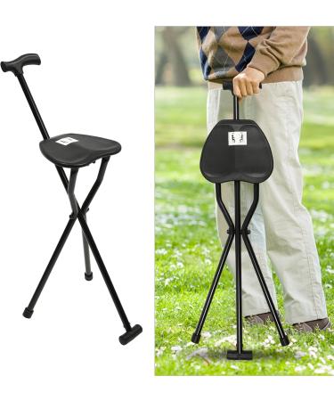 YIPONYT 2-in-1 Portable Walking Stick Walking Stick with Seat Foldable Chair Hiking Stick Lightweight Aluminum Easy Carry Anti-Slip and Supports up to 249.12lbs - Buy Online on GoSupps.com