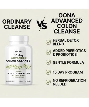15 Day Advanced Colon Cleanse Probiotics & Natural Herbs Supports Detox & Gut Flora for Women & Men with Cascara Sagrada Psyllium Husk & Senna Leaf 30 Capsules 1-2 Daily | 15 Day Cleanse - Buy Online on GoSupps.com