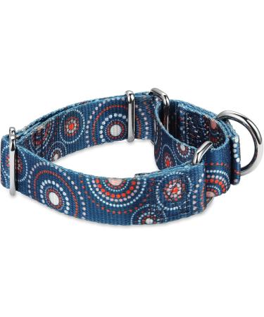 Martingale Dog Collar with Flower Pressure - No Pulling Adjustable Durable Large Size (43.2-63.5 cm) - Indigo Fireworks Design - Buy Online on GoSupps.com