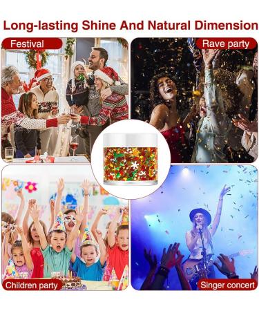  Fengyang Fengyang Glitter Body Gel Christmas Glitter Christmas Coloured Body Gel Suitable for Face Eyes Nails DIY Crafts (Carnival Night) - Buy Online on GoSupps.com