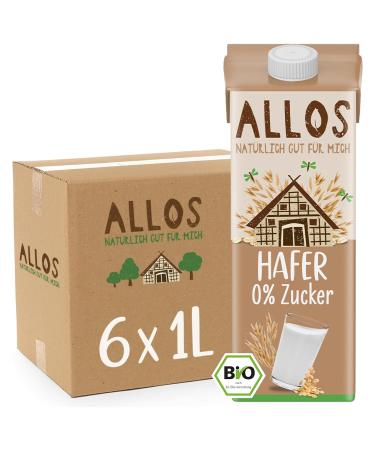 Allos Organic Unsweetened Oat Drink | Vegan Sugar-Free Plant-Based Milk Alternative | 1 Liter (Pack of 6) - Buy Online on GoSupps.com