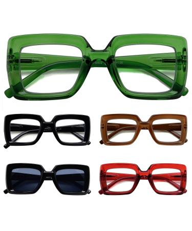 Eyekepper 5 Pack Designer Reading Glasses for Women Stylish Readers +2.00 5 Pack Mixed Color 2.0 x