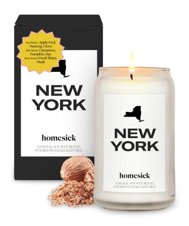 Homesick Scented Candles for Home (New York) - 13.75 oz Long-Lasting Soy Wax Jar Candle for Women & Men for All Occasions 60-80 Hours Burn Time - Notes of Nutmeg Cinnamon & Clove