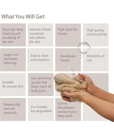 Natural Loofah Exfoliating Body Scrubber - Handmade Back Scrubber for Men & Women | Deep Clean Skin Care Bath Accessories - Buy Online on GoSupps.com