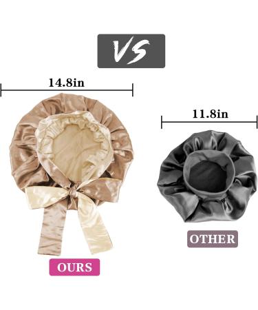 WEIPAO Silk Satin Bonnet - Large Double Sided Reversible Hair Wrap for Curly Hair - Coffee + Champagne - Buy Online on GoSupps.com