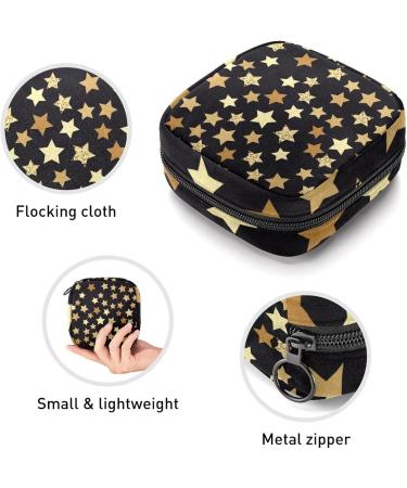Golden Yellow Stars Pattern Black Women's Floor Storage Bag - Portable Menstrual Cup & Tampon Holder for Teens & Women - Buy Online on GoSupps.com