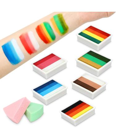 Maydear Face Painting Kit - 6 Color Split Cake Palette, 2 Brushes - Safe & Non-Toxic Water Based Makeup for Kids & Adults - Buy Online on GoSupps.com