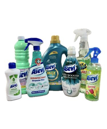 7PC Ultimate GREEN Spanish Cleaning Bundle | Detergent Softener Floor Cleaner Disinfectant Air Freshener Toilet Drops - Buy Online on GoSupps.com