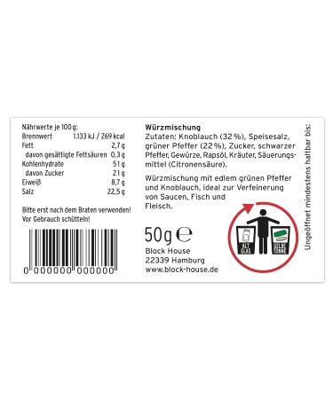 Block House Knoblauch Pepper - Premium Spice Mix for Meat Fish & Vegetables | 200g with Scattering Attachment - International Shipping Available - Buy Online on GoSupps.com