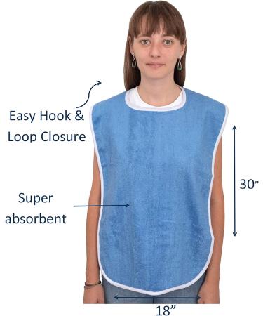 3 Pack Elaine Karen Premium Adult Bibs - Adjustable Clothing Protectors for Elderly & Disabled - Machine Washable - Blue - Pack of 3 - Buy Online on GoSupps.com