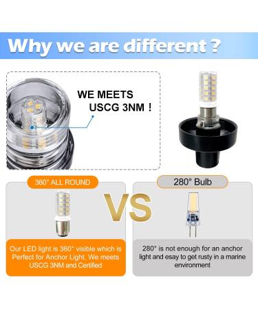 9 Foldable White LED Boat Stern and Anchor Light | 3 NM Visibility | Marine Navigation Light for Pontoon, Fishing Boats | 12-24V - Buy Online on GoSupps.com