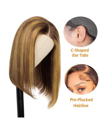 Buy Short Bob Glueless Human Hair Wigs - Pre-Cut Lace Natural Hairline Beginner-Friendly 180% Density 12 Inches Perfect for Women - International Shipping Available - Buy Online on GoSupps.com
