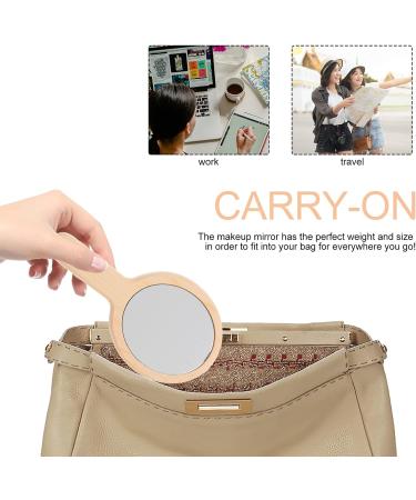 Healifty Natural Wood Hand Mirror - Vintage Portable Makeup Vanity Mirror for Women - Travel Friendly - Wood Color - Buy Online on GoSupps.com