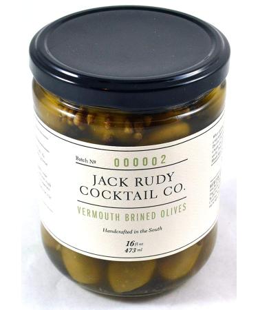 Jack Rudy Cocktail Co Vermouth Marinated Green Pitted Olives - Premium Cocktail Garnish - Buy Online on GoSupps.com