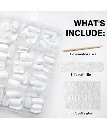 LoveOurHome 240pc White Press on Nails - Medium Square Fake Nails with Adhesive | Gel False Nail Tips for Women & Girls | Perfect Artificial Manicure Decor - Buy Online on GoSupps.com