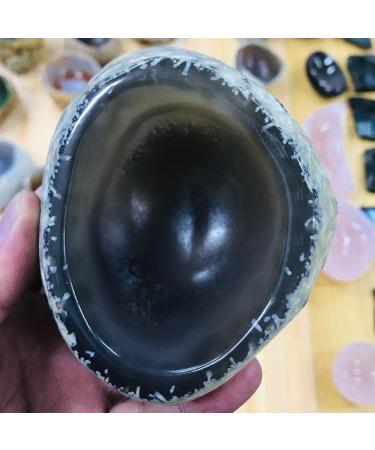 Beautiful Crystal Stone Agate Bowl Ashtray Home Decoration Minerals Stones Crystals Chalcedony Gemstone Reiki Collection TOMPAR 220-320g Black - Buy Online on GoSupps.com
