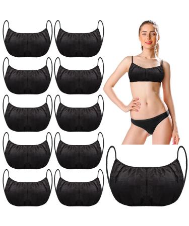 60 Pieces Disposable Bras Black Disposable Bra Disposable Spa Bras Women's Disposable Sunless Spray Tan Top Underwear Brassieres for Spray Tanning