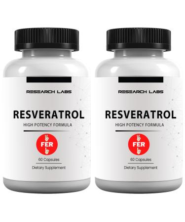 Research Labs High Potency Micronized Resveratrol Supplement 2 Fer 1 Ad - Potent Antioxidants Supplement, Trans Resveratrol for Heart Health, Promotes Anti Aging & Cognitive Support