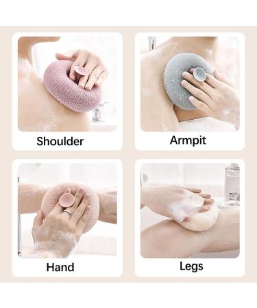 Exfoliating Bath Loofah Sponge with Suction Cup | Spa Pouf Shower Scrubber for Deep Cleaning | Body Dead Skin Remover | Rubbing Ball for Men and Women - Blue - Buy Online on GoSupps.com