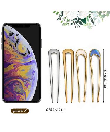 8 Metal U Shaped Hair Pins in Gold and Silver for Women and Girls - Hair Fork, French Hair Pin, Chignon Pins, Hair Chopsticks - Hair Accessories - Buy Online on GoSupps.com