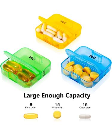 Daviky 7-Day AM PM Pill Box Organizer - Large Portable Travel Case for Vitamins & Supplements (Grey/Black) - Buy Online on GoSupps.com