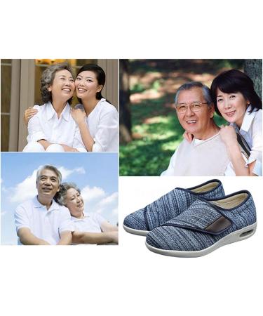 NVBHOF Men's Wide Fit Memory Foam Diabetic Slippers - Easy Close Strap, Orthopaedic Shoes for Edema, Arthritis, and Swollen Feet - Dark Grey - Buy Online on GoSupps.com