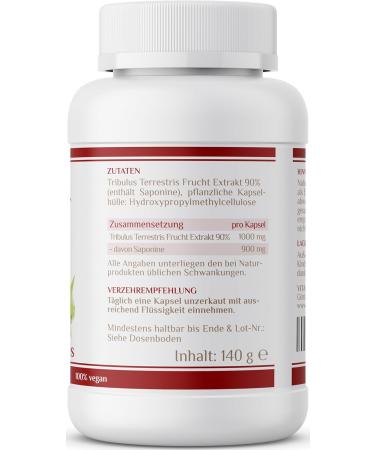 Vitaconcept I Tribulus Terrestris 1000mg - High Dose Capsules for Men & Women | 120 Capsules | Original Earthburzeldorn | Laboratory Tested | Made in Germany | International Shipping - Buy Online on GoSupps.com