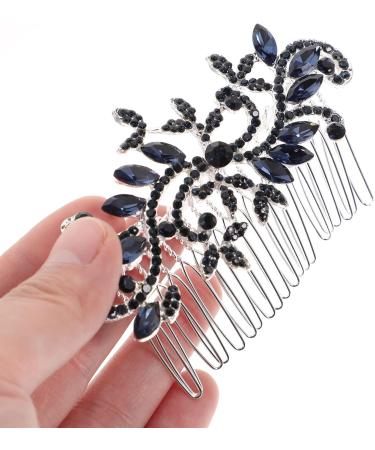 Lurrose Wedding Hair Comb Blue Rhinestone Hair Comb Hairpin Bride Vintage Flower Crystal Overtone Bridal Hair Accessories for Bridal Bridesmaid - Buy Online on GoSupps.com