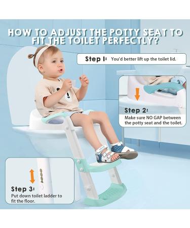Potty Training Seat with Step Stool Ladder - Gentle Monster Toddler Toilet for Kids - Foldable & Comfortable Training Potty Chair - Green - Buy Online on GoSupps.com
