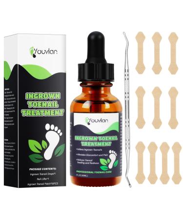 Ingrown Toenail Treatment - Ingrown Toenail Softener Drops Toenail Lifter Nail Patches Best Ingrown Toenail Kit at Home for Easy Trim Thick Toe Nails Cleaner Tool Kit Clear