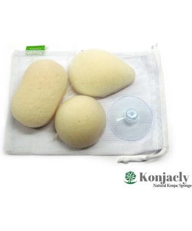 Natural Konjac sponges set of 3 for face . Suitable for all skin types: Normal dry oily sensitive and baby safe. Made from vegetable root fibre Eco-friendly and chemical free. Extra soft gentle exfoliate & deep cleaning. Help to remove dead skin cells dir - Buy Online on GoSupps.com