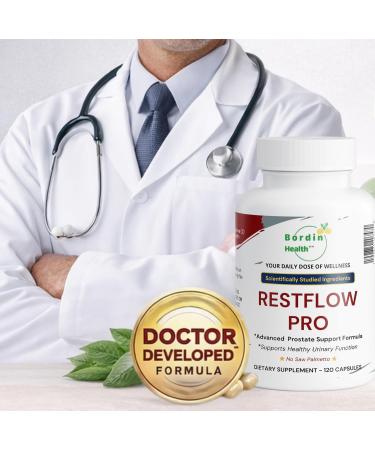 Bordin Health RestFlow Pro Advanced Prostate & Urinary Support Formula Doctor Developed with Beta-Sitosterol Pygeum Rye Pollen Nettle Root Zinc Vitamin E & Selenium 120 Veg Capsules - Buy Online on GoSupps.com