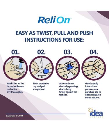 ReliOn 25 Gauge Needle 2-in-1 Lancing Device Bundle for Normal Skin - 50 Ct with Diabetes Care Guide - Buy Online on GoSupps.com