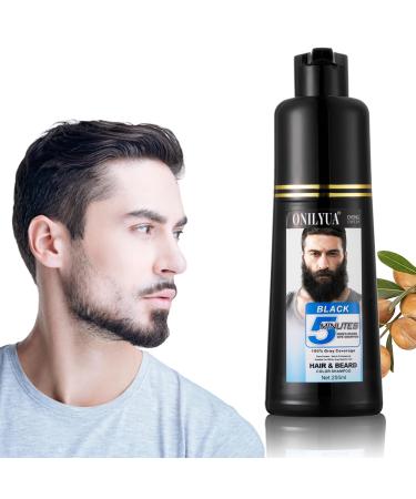 Black 5-Minute Mixing Beard Grooming Kit - Gray Reducing 3-in-1 Mustache and Beard Color Shampoo for Men 200ml