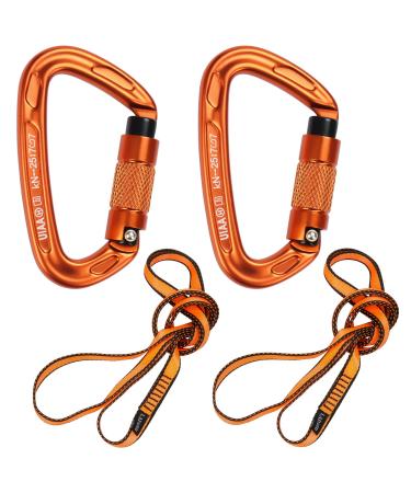 Karabiner climbing climbing equipment 2 pieces Uiaa certified 25kn auto locking climbing carabiner clips +2 pieces 23kn nylon rope for climbing mountaineering hiking emergency equipment ... orange & black 4-part set - Buy Online on GoSupps.com