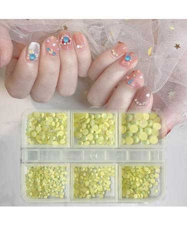 1Box Mixed Nails Art Decorations 3D Beads Nail Easy Installation And Removal Add Charm To Your Nail Nail Supplies Yellow - Buy Online on GoSupps.com