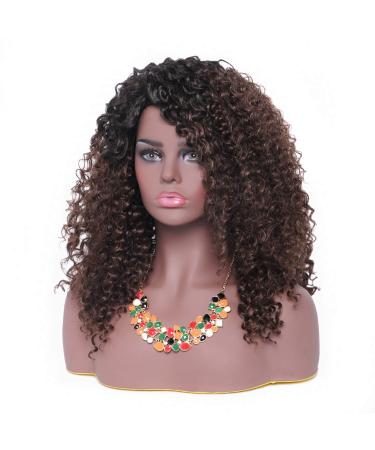 Hiaysan Ombre Brown Wig with Dark Roots | Natural Synthetic Afro Hair for Black Women - International Shipping - Buy Online on GoSupps.com
